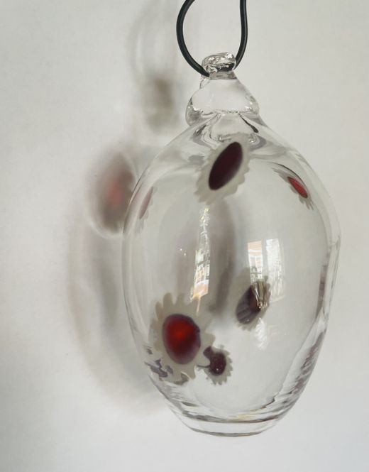 Hovedbilde glassegg klart m lilla blomster